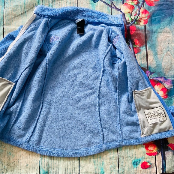 The North Face Girls Medium 10-12 Blue Fuzzy Osito Full Zip Fleece Jacket - Picture 9 of 9